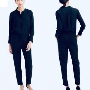 J. Crew Drapey Oxford Crepe Navy Blue Jumpsuit 4